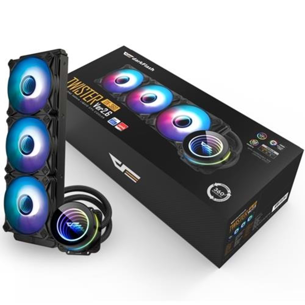 İŞLEMCİ FANI DARKFLASH TWISTER DX360 V2.6 RGB 360mm 1700p